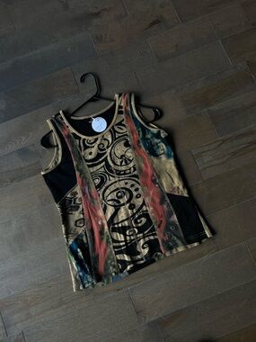 Boho Abstract Print Tank Top - Multi